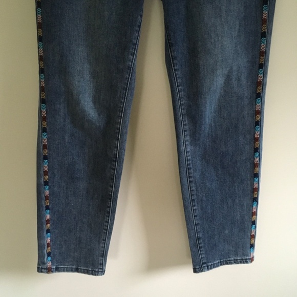 FDJ French Dressing Olivia Jeans 10 Blue Embroidered Pencil Ankle Denim Boho - Picture 3 of 13